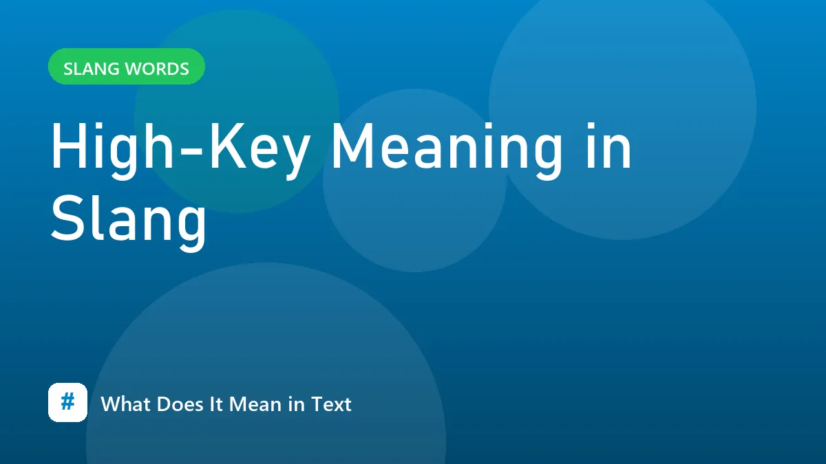 High-Key Meaning in Slang