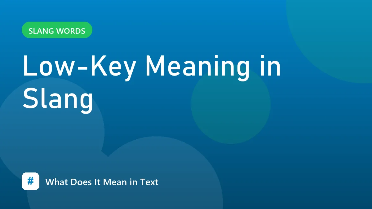 Low-Key Meaning in Slang